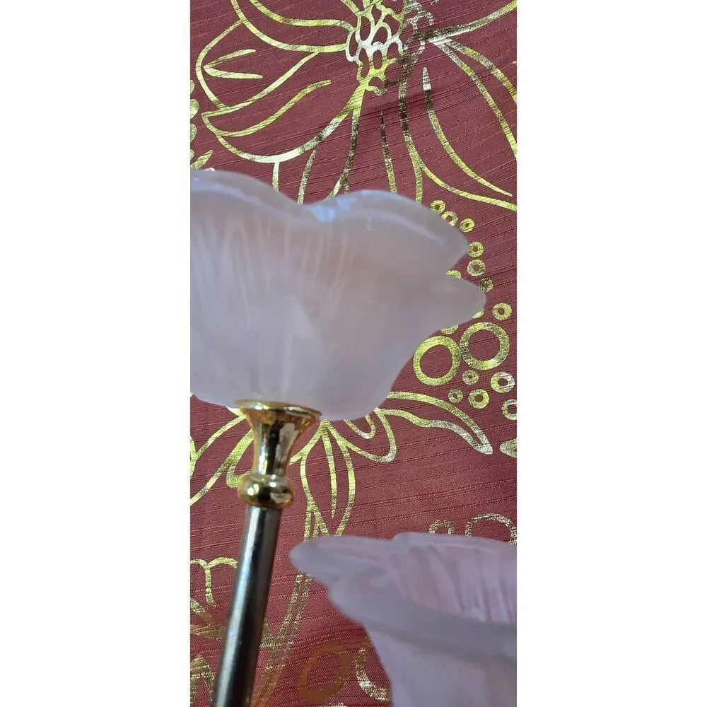 Petunia Floral Gold Taper Candle Holder
